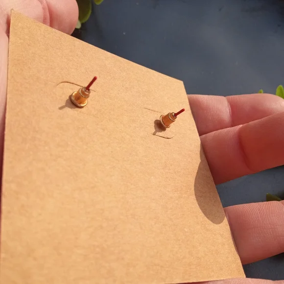 Matte Red Floral Earrings - Picture 4 of 9